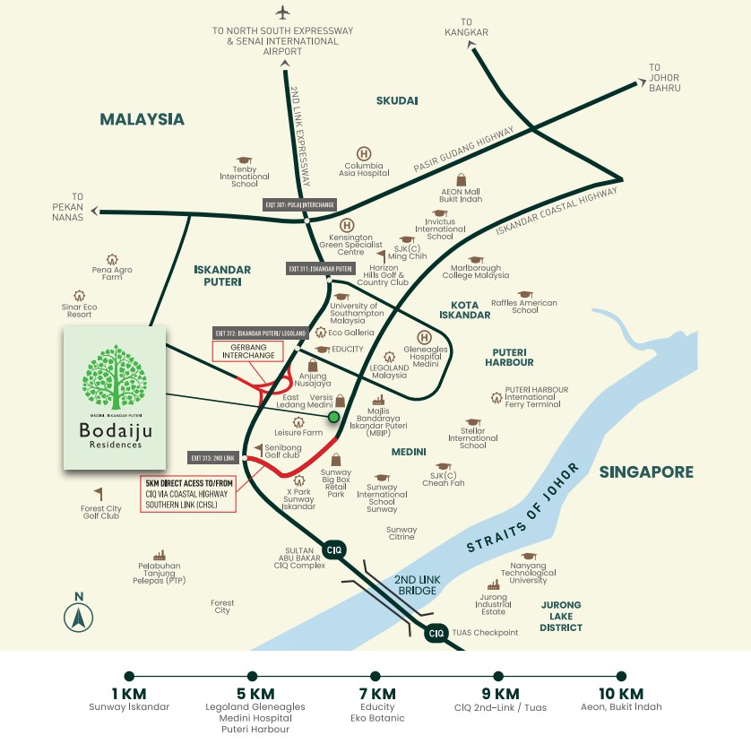 Bodaiju Residences location map Medini Iskandar Puteri