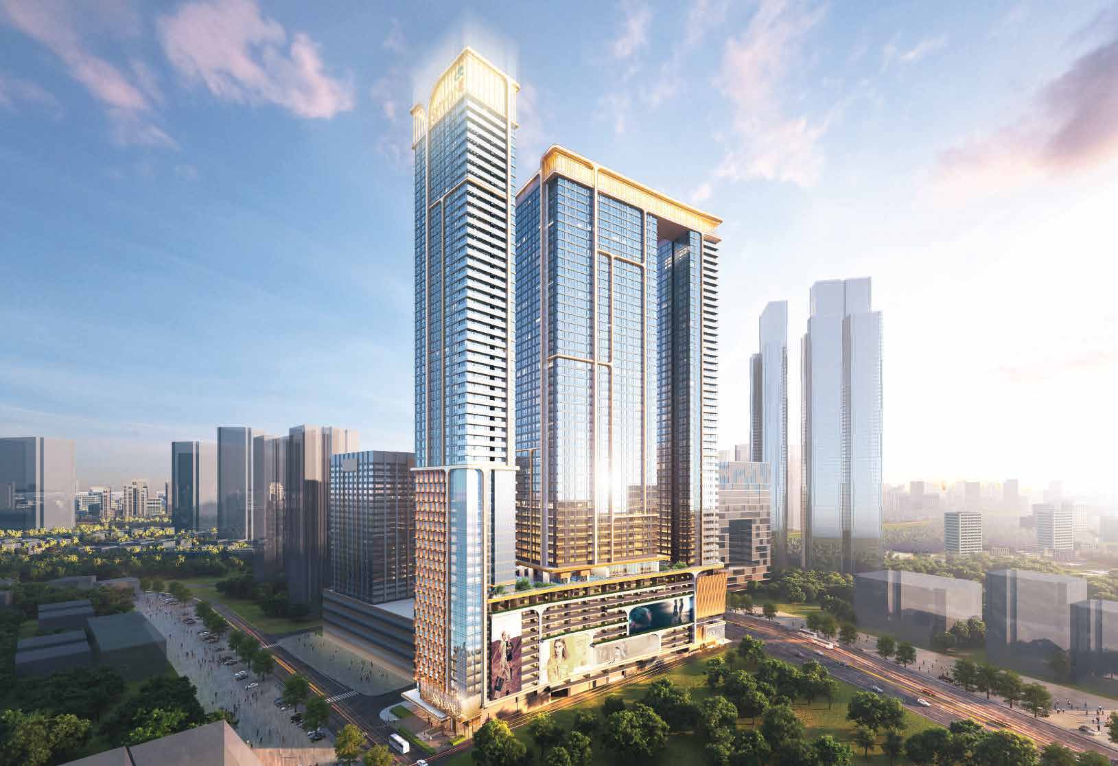 CTC SkyOne aerial artist impression in the Bukit Chagar city-centre setting