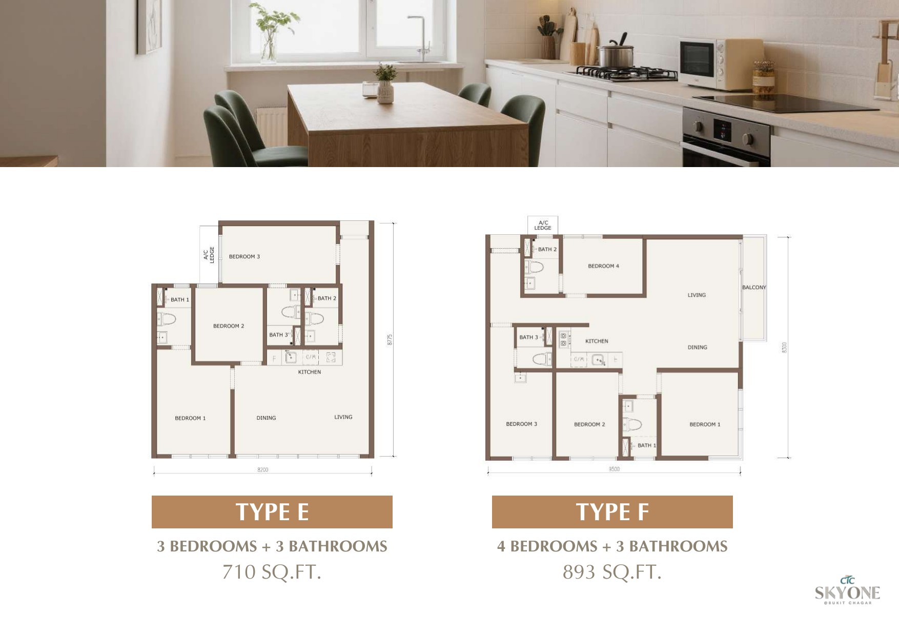 CTC SkyOne Type E and F floor plans