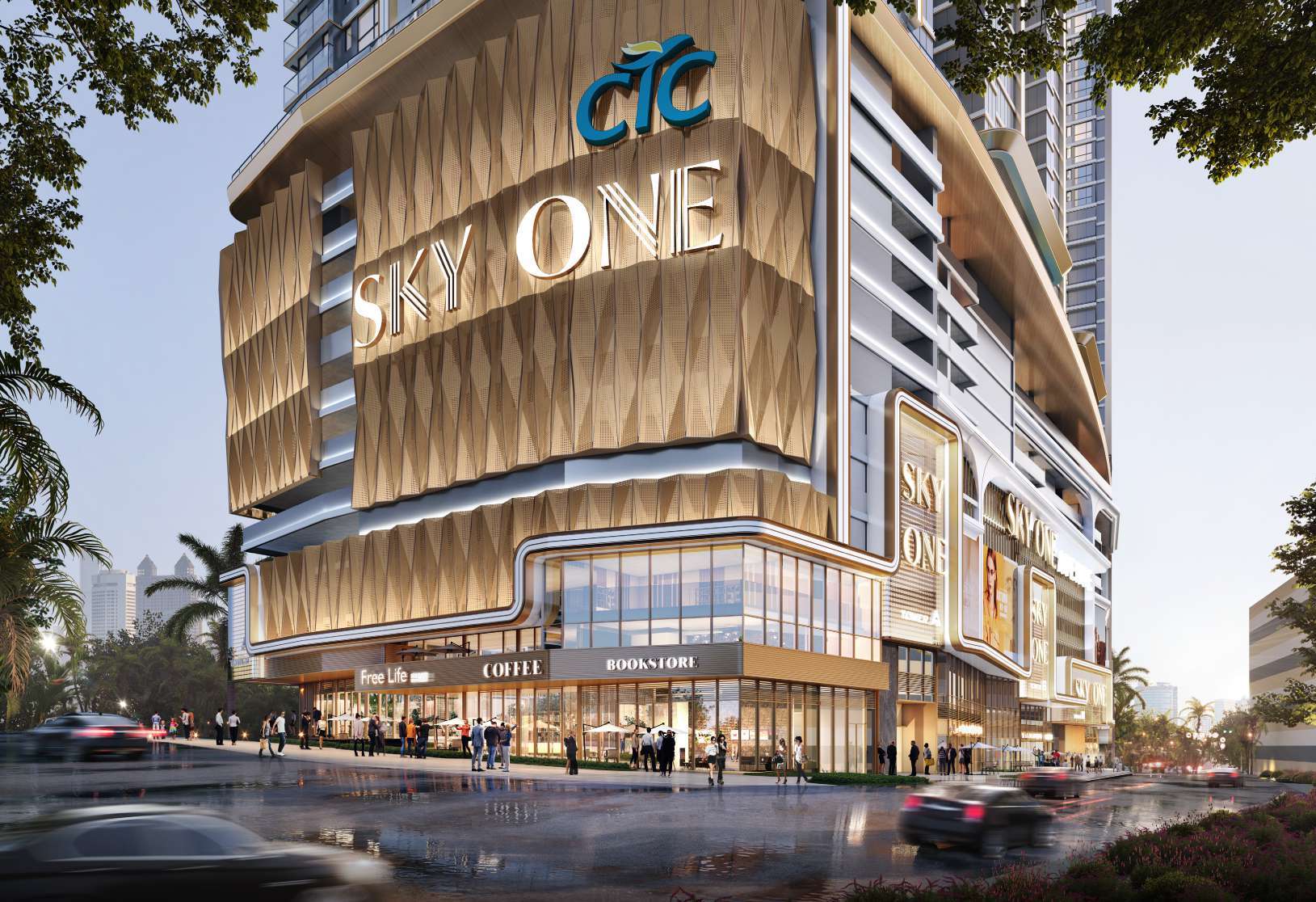 CTC SkyOne retail podium and entrance artist impression