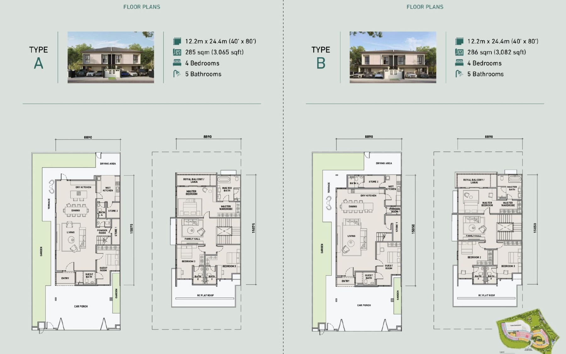 Estuari Greens Type A and Type B floor plan comparison