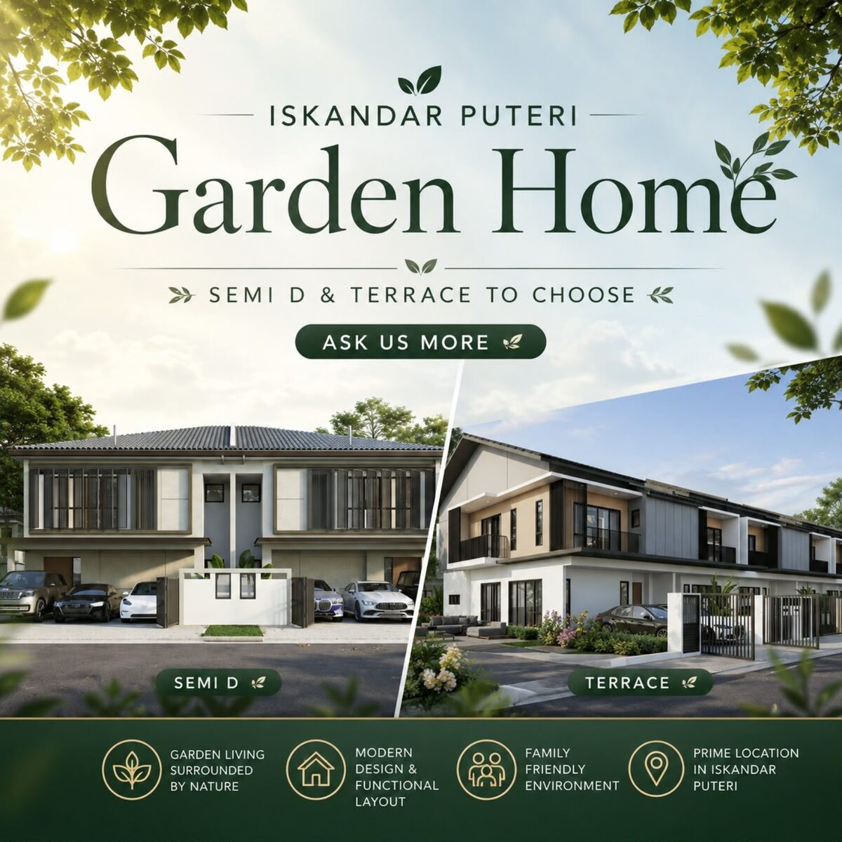 Estuari Garden Home semi-detached and terrace home options in Iskandar Puteri