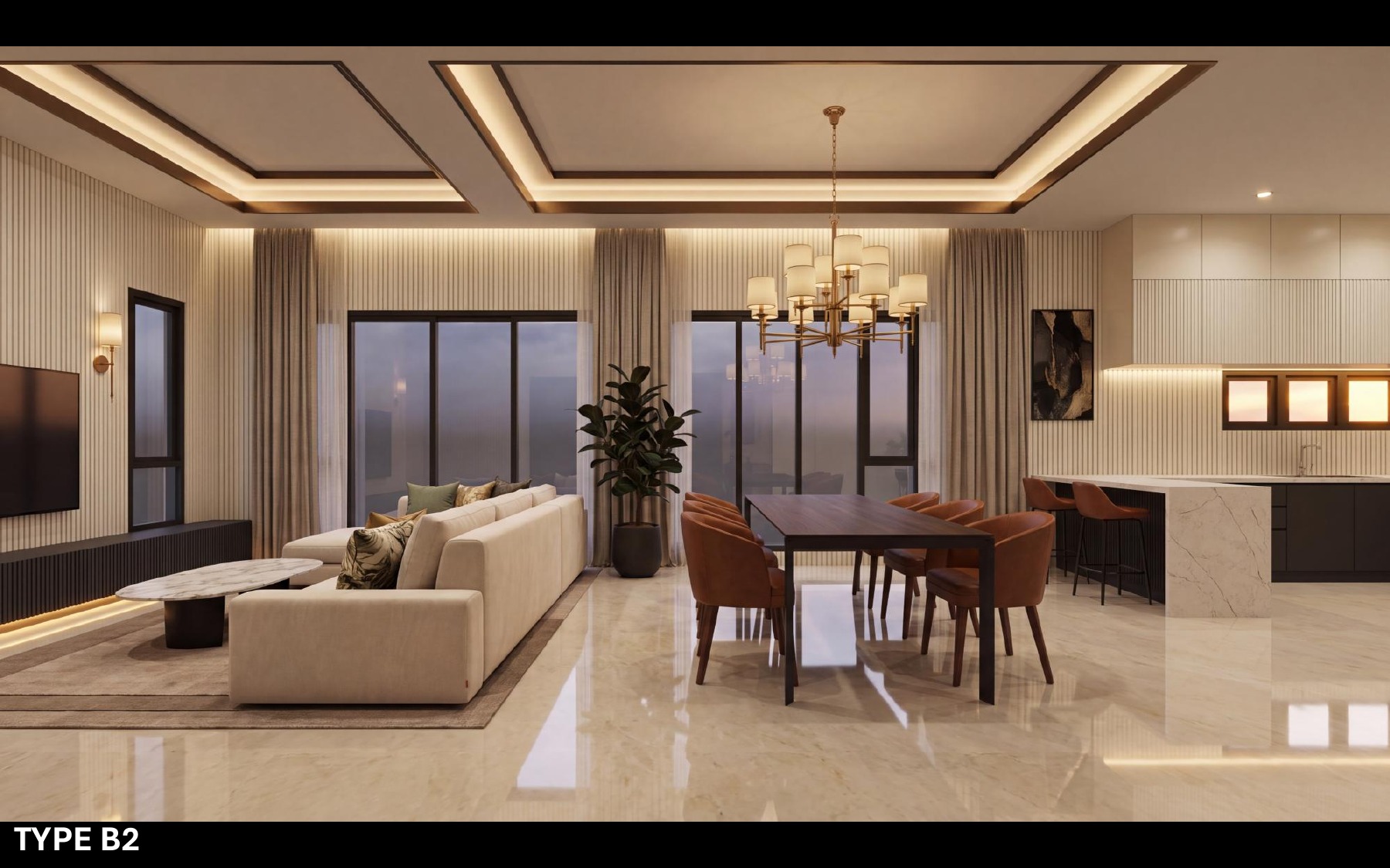 Estuari ParkHomes 2 living and dining area artist impression