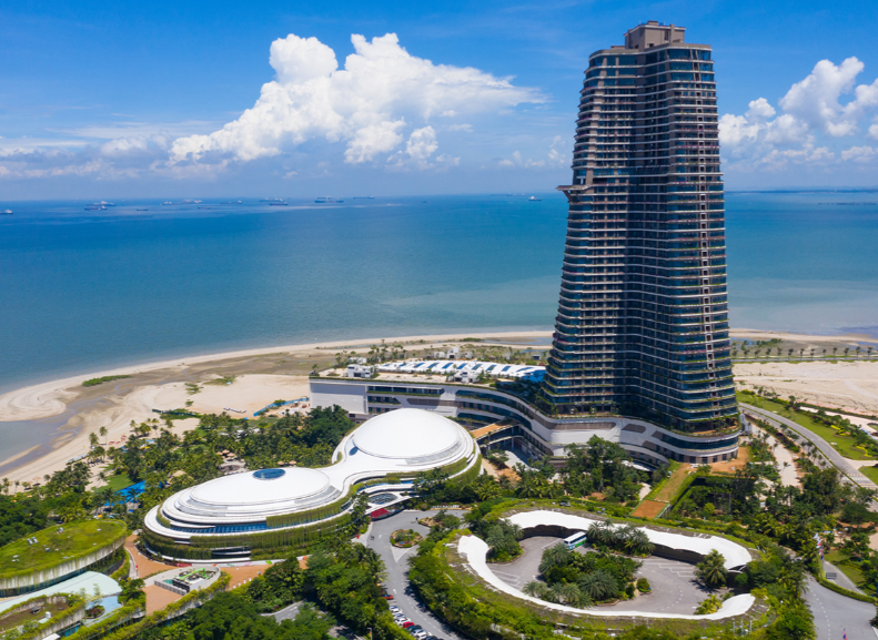 Forest City waterfront resort building beside the Johor coastline