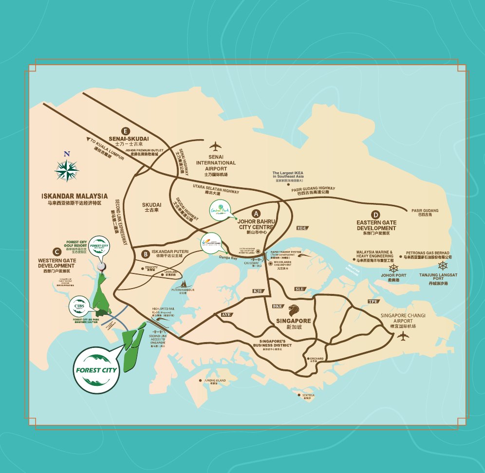 Regional location map for Forest City Golf Resort and the Second Link