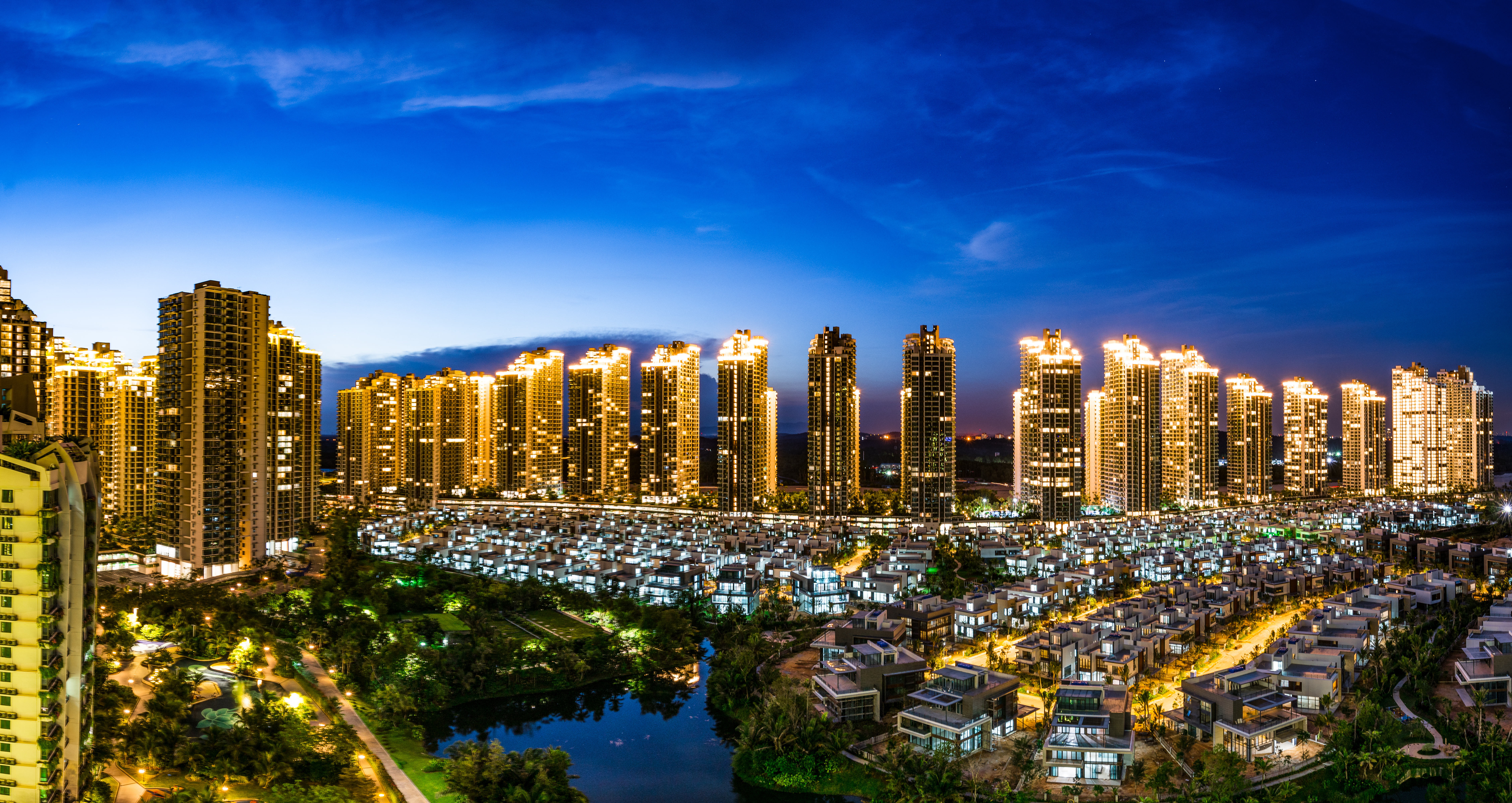 Forest City residential skyline at night