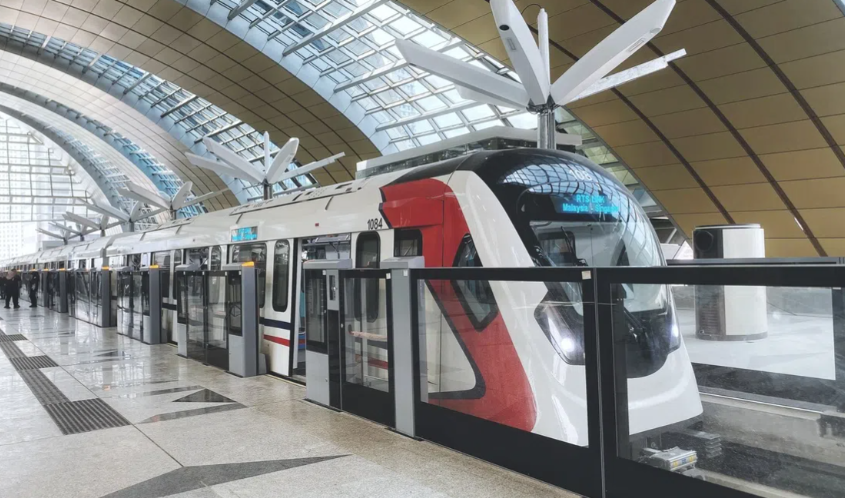 RTS Link train beside a platform