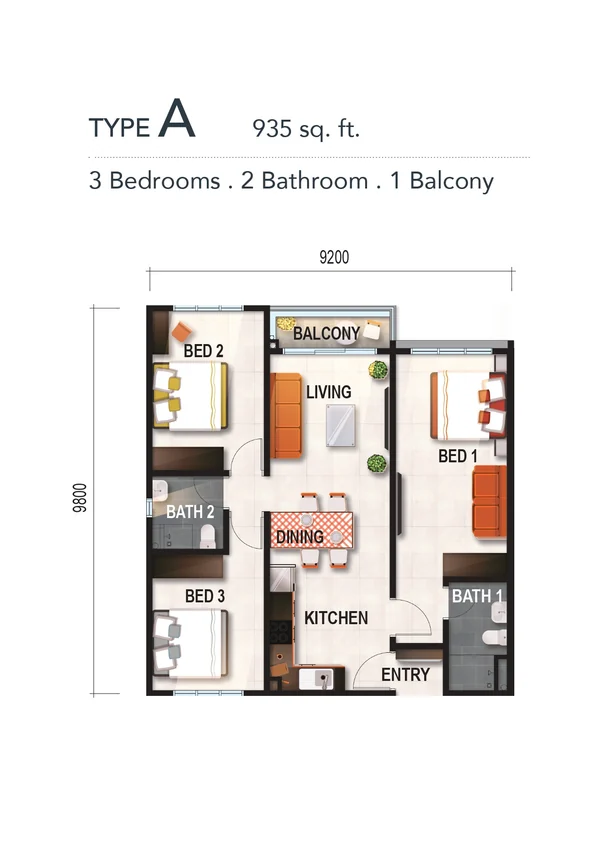 Verte Medini Type A floor plan