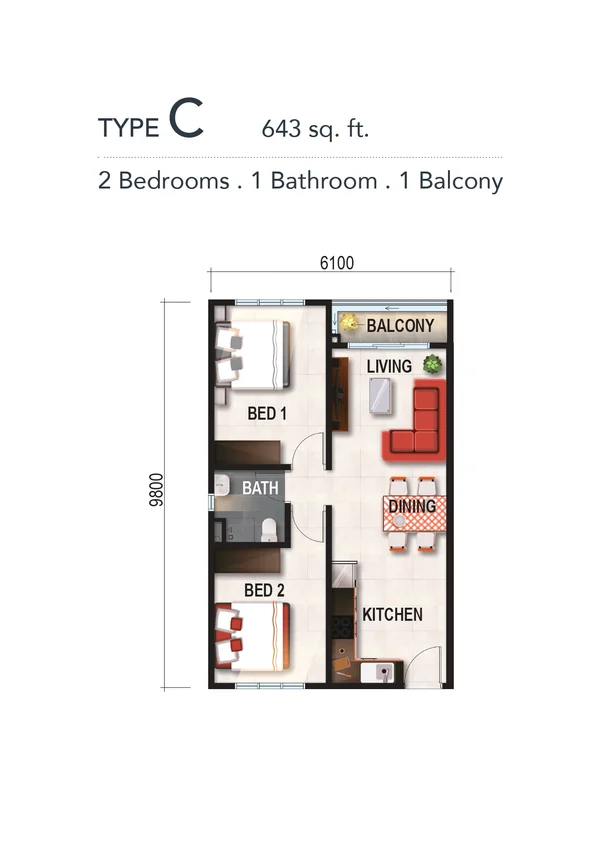 Verte Medini Type C floor plan