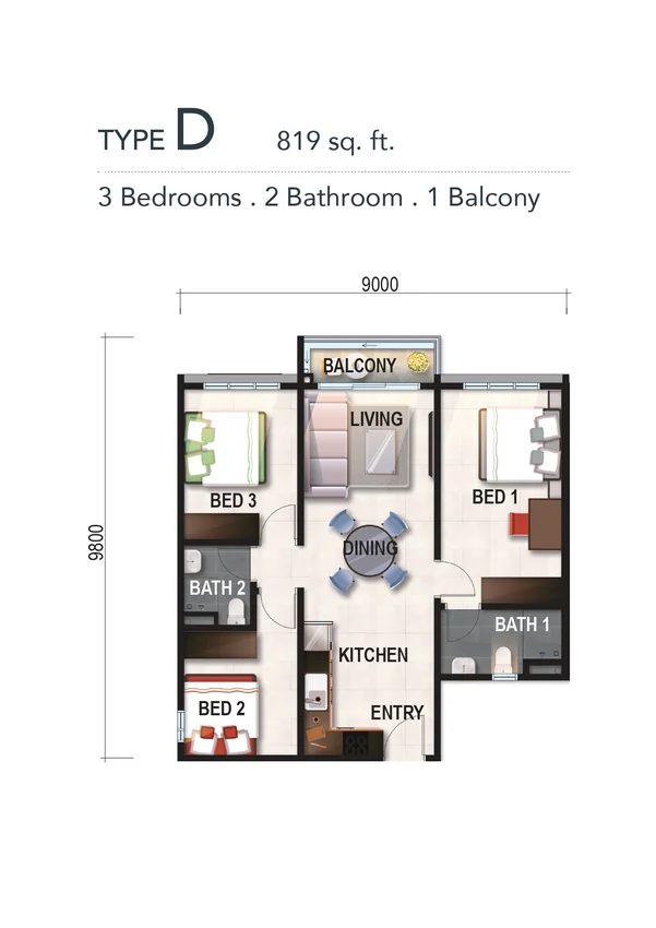 Verte Medini Type D floor plan
