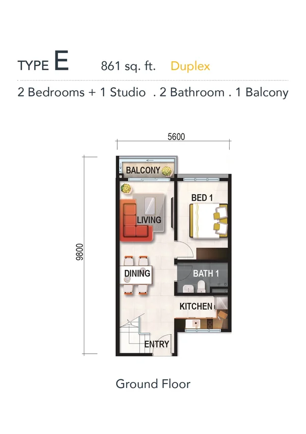 Verte Medini Type E duplex floor plan
