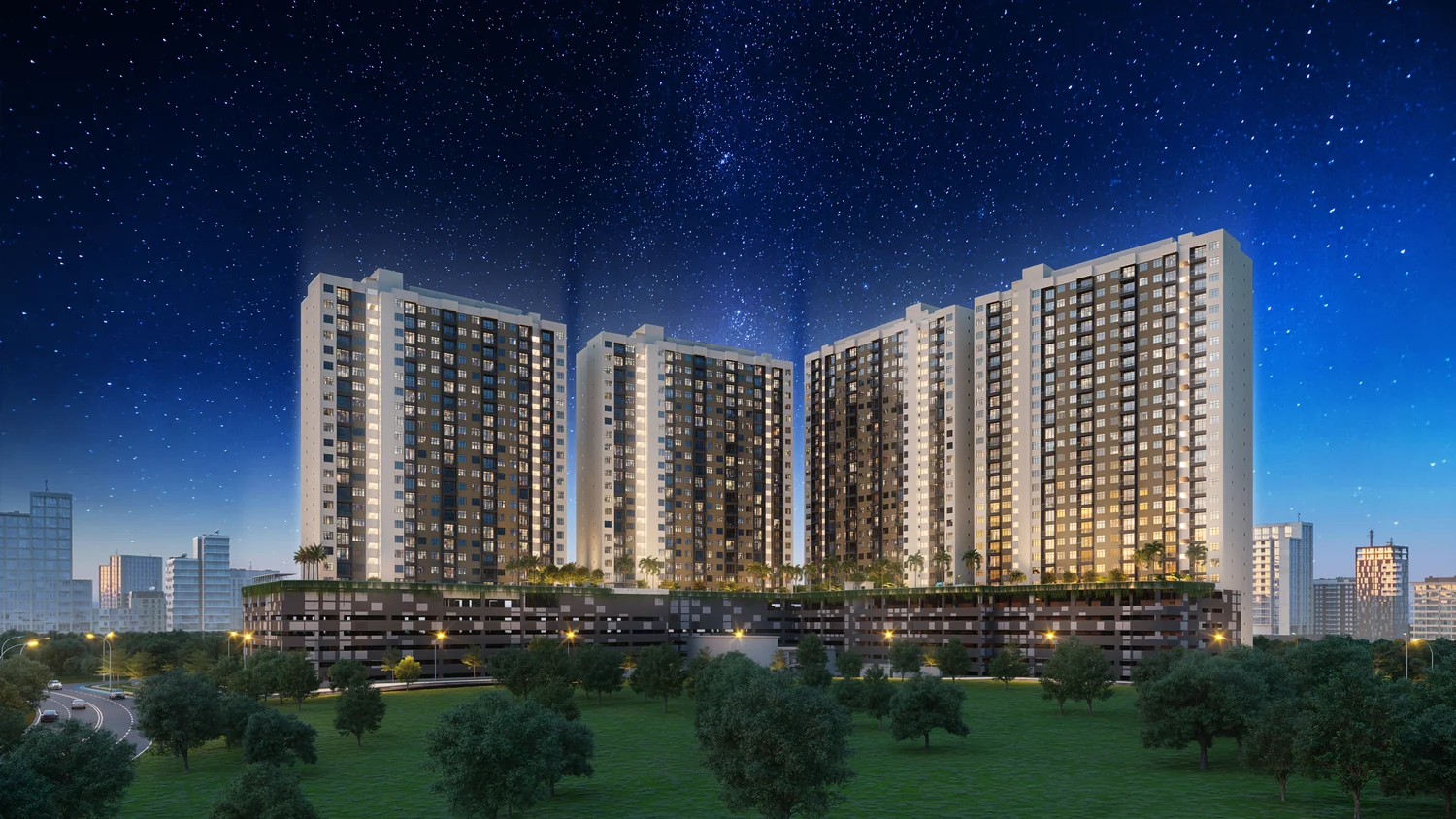 Verte Medini Residence night architectural rendering