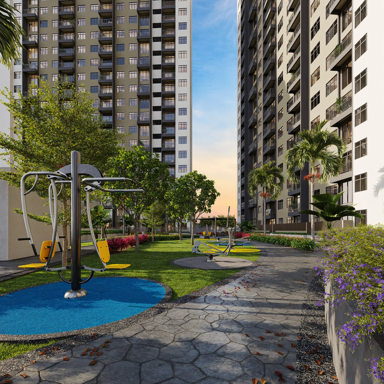 Verte Medini outdoor fitness area rendering